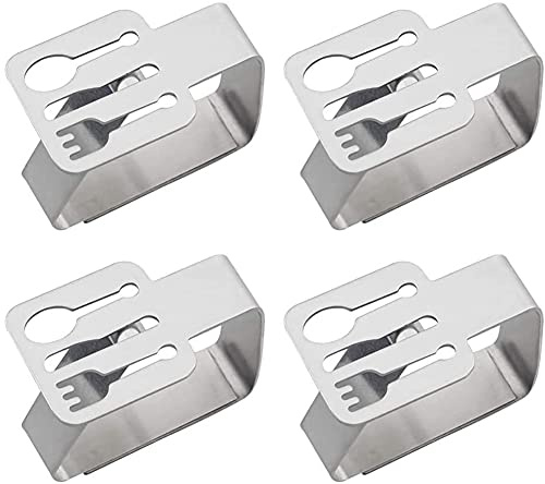 Alnicov 4pcs Stainless Steel Thickened Strong Cloth Clips Tablecloth Clamp Holder Table Cover Clamps for Outdoor and Indoor(Cutlery)