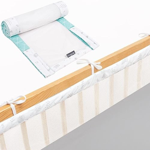 Bellochi Tour de Lit Bébé 180x30 cm - Tour de Lit Souple Universel - Réversible Contour de Lit Bébé Pour un Matelas 120x60 cm - Cumint