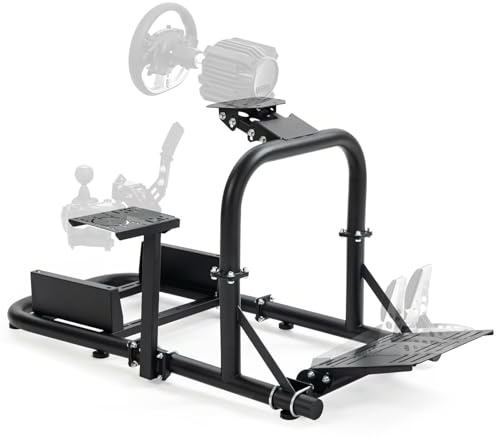 Minneer L-förmiger Rennsimulator-Cockpit-Sitz passend für Logitech G25 G27 G923, für Fanatec, für Thrustmaster T300RS T500R Racing, Doppelarmständer nicht im Lieferumfang enthalten, Sitz und Radpedal