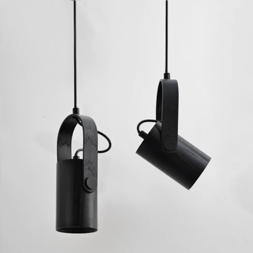 Ouglres Pendellampa 1 Flamma - Modern Hänglampa i Svart och Trä, Justerbar Ljusvinkel och Höjd, Gu10 för Matbord, Kök, Sovrum Sängbord, Bar