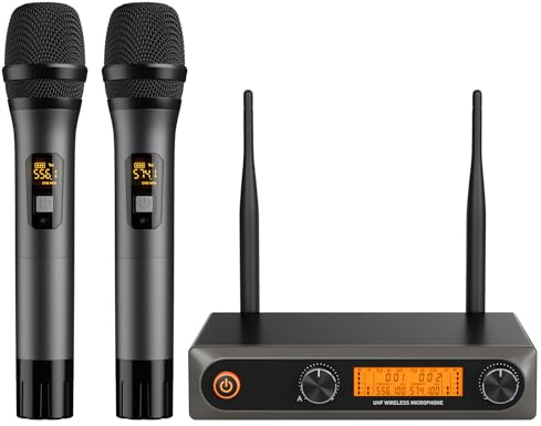 voijump UHF Wireless Microphone Set, 2 Handheld Mics&Receiver, 200ft Range