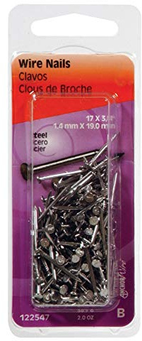 Hillman Wire Nails 3/4 Bright Steel Finish Steel 17 Ga Carded 2 Oz