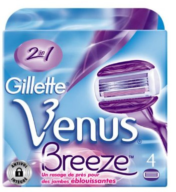 Ancienne version Gillette Venus Breeze avec barres de gel à raser intégrées - Pack de 4 recharges