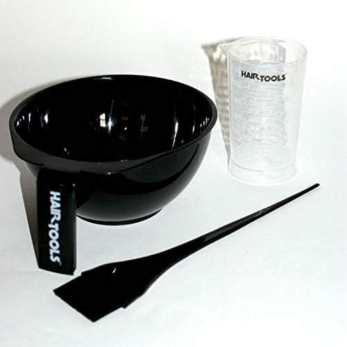 Hair Tools 3Pcs Hair Colouring Set - Black Hair Dye Bowl & Brush Set with Peroxide Measure. Salon & Home Use, Ammonia Free, Permanent Hair Color