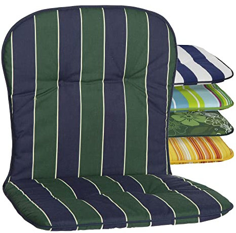 Beo Niedriglehner Auflagen Waschbar Kos | Made in EU nach Öko-Tex Standard | Atmungsaktive Stuhlauflage Niedriglehner | UV-beständige Auflagen Niedriglehner mit Streifen in Blau-Grün