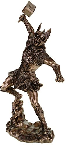 Statuette du dieu du tonnerre Thor en bronze