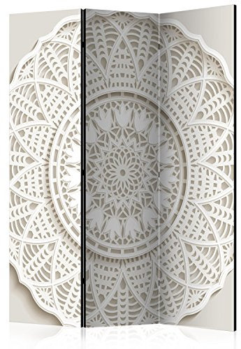 RAUMTEILER/PARAVENT B&D XXL - Paravent Raumteiler Innen 3D Optik 135x172 cm 3-teilig Einseitig Raumtrenner Raum Trennwand Holz Room Divider Spanische Wand Raum Abtrennung beige weiß a-B-0068-z-b