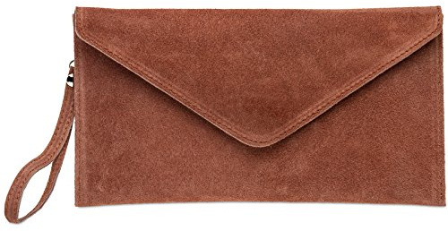 Caspar TL708 Damen Velours Wildleder Clutch Tasche Abendtasche mit Handschlaufe