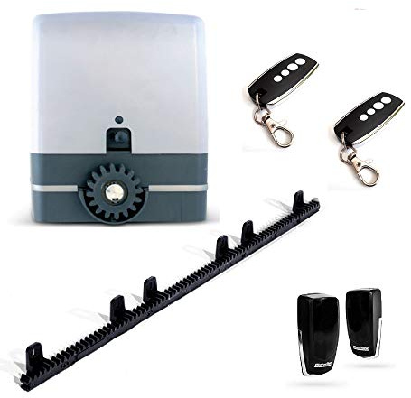 Kit para automatizar tu puerta de garaje corredera modelo VDS SIMPLY 230v 600 Kg, incluye motor, 2 mandos Rolling Code 433mhz, placa de control, 4 metros de cremallera, fotocélula y manuales.