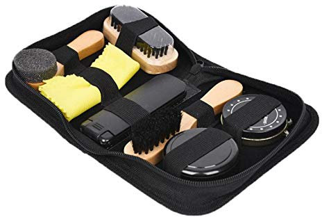 milageto Kit de Limpieza de Zapatos con Zapatos Conjunto de Cepillo de Brillo para el Pulido, Limpiar el paño, Caso de paño de Fieltro