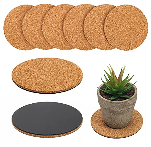 Coitak 6 Pieces Round Cork Mat for Plants, 4 Inches