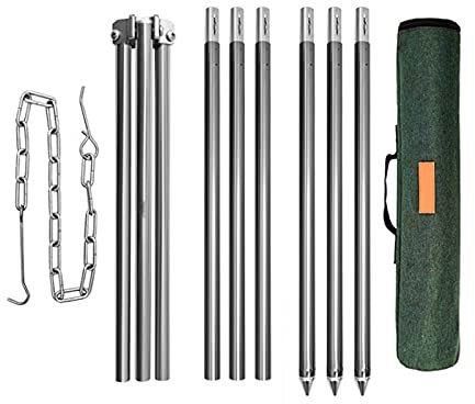 Holzsammlung 110CM Trépied de Barbecue Trépied De Cuisine Barbecue Suspendu Trépied Trépied BBQ avec Gril Suspendu Réglable en Hauteur(Argenté)