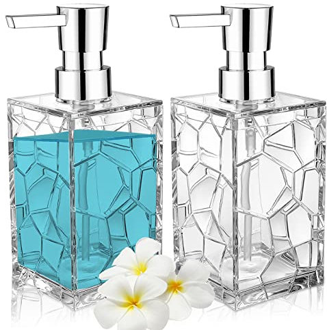 Seifenspender, 2er Set 320ml Acryl Spülmittelspender Pumpspender Pumpflasche Lotion Dusche Shampoo Flaschen zum Befüllen für Badezimmer,Arbeitsplatte Küche