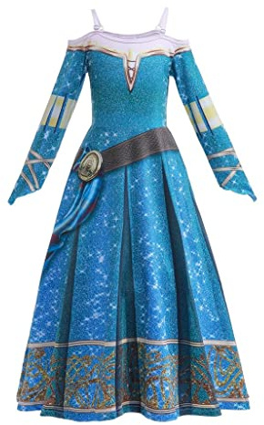 Lito Angels Deguisement Robe Princesse Merida Re pour Enfant Fille Taille 5-6 ans, Bleu (étiquette en tissu 100)