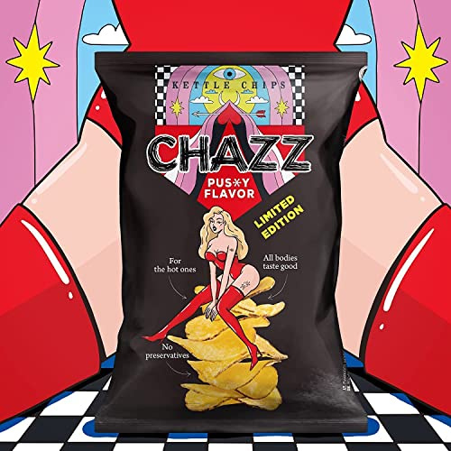Dave's American Food Chips CHAZZ con sabor Pussy Flavour Edición Limitada - Snacks y regalos divertidos - Patatas fritas con sabor a Fica/Vagina, 1 unidad