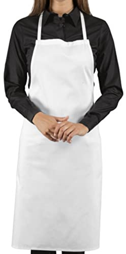 Egidio Alfio SET DA 5 PEZZI GREMBIULE DA CUCINA CON PETTORINA IN PURO COTONE - IN OFFERTA - MADE ITALY - (bianco) (Bianco)