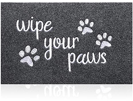 HLFMVWE Large Welcome Mat for Front Door Wipe Your Paws Doormat Rubber Non Slip Backing Funny Doormat Indoor Outdoor Rug Inside Gray Dirt Mat for Entryway Front Door Porch