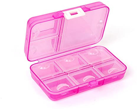 Koomuao Tablettenbox 7 Tage,Pillendose 9 Fächer, Medikamenten Aufbewahrung, Herausnehmbare Fächer Pillenbox,Pillenbox Medikamentenbox für Reise und Tägliches Gebrauch (Rosa)
