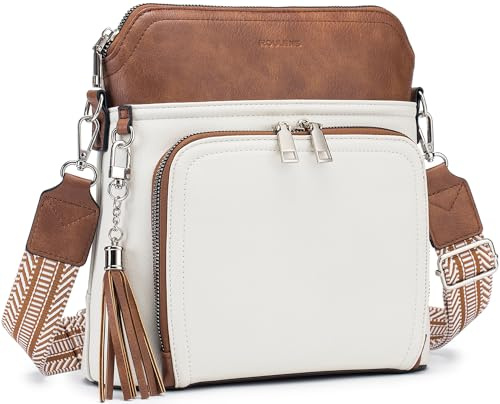Roulens Crossbody Purse for Women,Lightweight Medium Crossbody Bag Soft Leather Women's Shoulder Handbags with Tassel