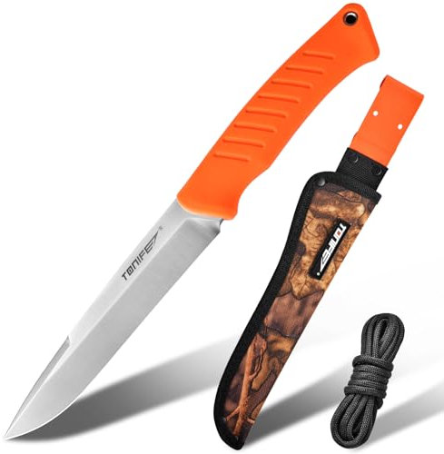 TONIFE Ares Couteau Full Tang à Lame Fixe Avec Étui et Paracorde - Lame 8Cr14MoV de Camping Extérieur et de Survie
