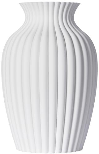 3D Vase Blumenvase Dekovase Brikenda 21cm für Schnitt-/ Trockenblumen | nachhaltig | wasserdicht (Weiß)