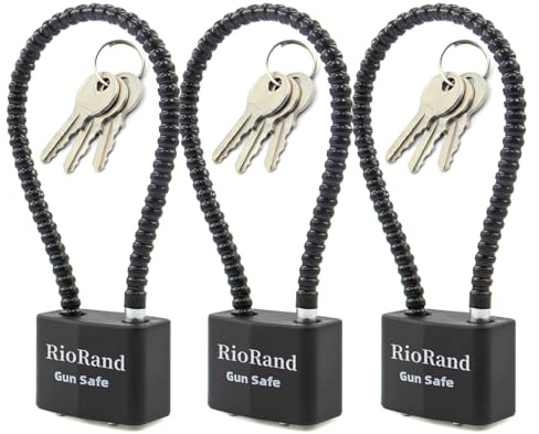 RioRand Keyed Cable Gun Locks Simple Operation 8.5 Compatible with Pistols, Handguns, Rifles, and Shotguns,Storage for Firearm Locking and Safety 3PCS