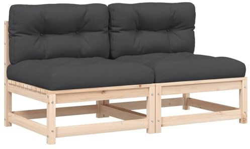 vidaXL Gartensofas ohne Armlehnen mit Kissen 2 STK. Massivholz Kiefer