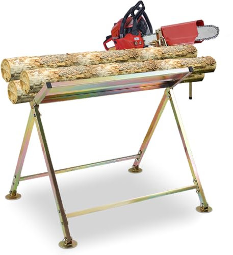 Izrielar sägebock für kettensägen mit Kettensägenhalterung - Klappbarer Sägeständer für Sägewerke und Werkstätten |Bis zu 150 kg belastbar-81x72x78,5 cm