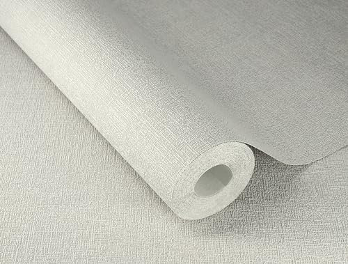 Rasch Tapete 654134 - Carta da parati in tessuto non tessuto tinta unita con struttura in grigio chiaro, collezione Welcome Home