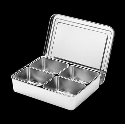 Luminexia Seasoning Box Set,Spice Container,Spice Jar,Stainless Steel Seasoning Box With Lid And Holder Tray,2/4/6/8 Compartments Rectangle,Kitchen Utensils,for Kitchen Condiment Storage