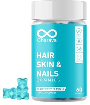 Charava Biotin Gummies for Hair and Nail Growth - Hair, Skin & Nails Vitamin Supplement, Reduces Breakage, Promotes Healthier Thicker Hair - Daily Chewable Vitamin Gummies - 30 Servings - 60 Gummies