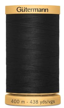 Gütermann Baumwoll-Garn C Ne50 | 400 m | 100% Baumwolle | Fb. 5201 schwarz