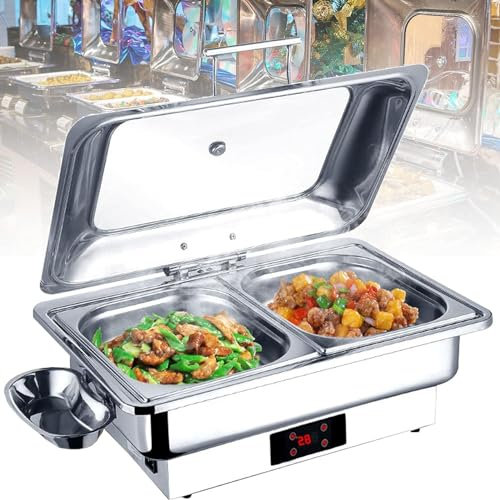 Fondue Électrique avec Écran Tactile, Fondue Libre - Service en Acier Inoxydable, Chauffage Rapide, Chauffe - Aliments Rectangulaire avec Contrôle de Température Réglable Self - Server, EUZLKDXU, d