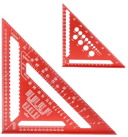 Rafter Square Metric 12 inch & 7 inch Set Square,Aluminum Alloy Speed Square 7 Inch Carpenter Square Measuring Tool for Woodworking 90 Degree Angle Finder T Square Multi Functional Framing Square Comb