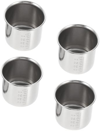 OUNONA 4 Piezas Taza Medidora Vaso Medidor De Escala Tazas Medidoras Con Escala Vaso Medidor a Escala De Laboratorio Taza De Medicina Graduada Acero Inoxidable Silver