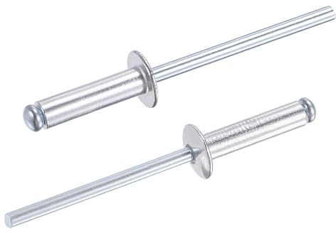 TA-VIGOR 60Pcs 4mm x 16mm Aluminium Blind Rivets, Open End Pop Rivets with Dome Head, Heavy Duty Pull Rivet for Metal Wood Plastic, Indoor Outdoor Fixings