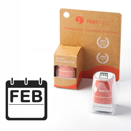 Natmisz:Month Date Stamp Self Inking Stamps Set - Exclusive Custom Design - Perfect for Daily Planner,Journaling Notebooks,Date Gun,Travel Hiking Camping Journal,Labels Log,Teachers (Feb)