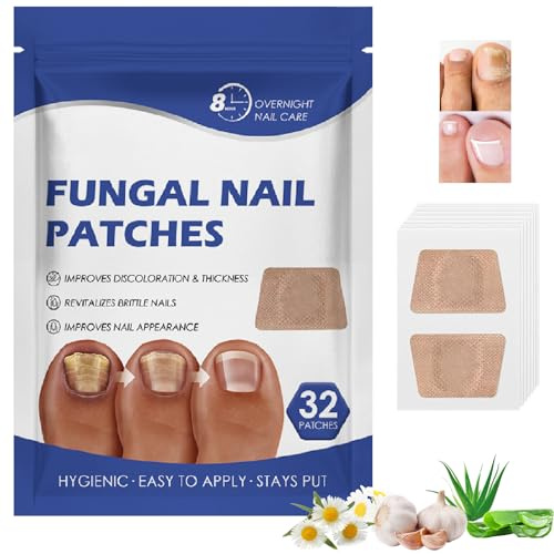 32PCS Extra Strong Fungal Nail Patches for Toenails, 8-Hour Nighttime Repair with Tea Tree Oil, Soft and Comfortable Pads for Yellow and Damaged Nails, Plant-Based Formula