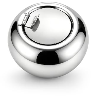 Edelstahl Windaschenbecher Aschenbecher mit Deckel (Silber) (L)