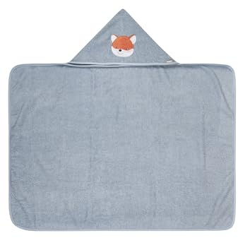 Sterntaler Kapuzenbadetuch Fuchs Filou 100x70 cm – Babyhandtuch mit Kapuze aus 100% Baumwolle, saugfähig & weich – rechteckiges Kinder Badetuch mit süßer Stickerei – Unisex graublau