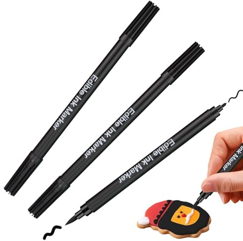 3Pcs Edible Pens for Cake Decorating Black Edible Markers for DIY Fondant