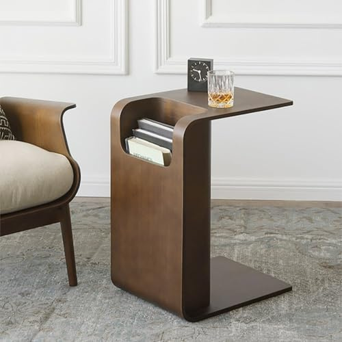 Homary Table Basse Salon en Noyer, Table d'Appoint Convertible, Petite Table avec Porte-Revues, Polyvalente pour Salon, Sofa, Chambre 60cm x 35cm x 45cm
