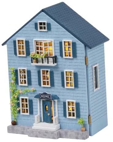 FELTECHELECTR Kit Maison Miniature Bois à Construire avec Mobilier Complet Décoration de Table pour Fêtes de Noël Modèle DIY Portable pour Adulte et Garçon Fille Créatif