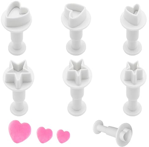6-Pcs Set Heart Cutter for Baking, Heart Cookie Cutter, Small Cookie Cutters with Spring Mold for Cake Decorating, Icing Cutters, Small Hearts Icing Cutter