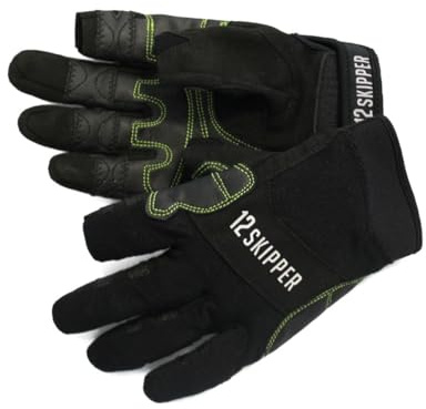 12skipper Vasco da Gama - Guanti da vela, con dita lunghe, taglia L, colore: Nero