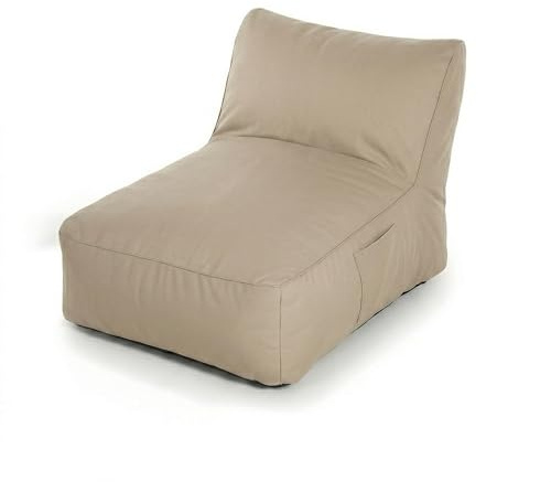 80 Oak Premium XXL Outdoor Sitzsack-Liege mit Memory Foam Füllung, wetterfest & UV-beständig, 600D Oxford Nylon, für Garten, Balkon, Pool (Beige/Hellgrau/Dunkelgrau) (Beige, Sitzsack kurz)