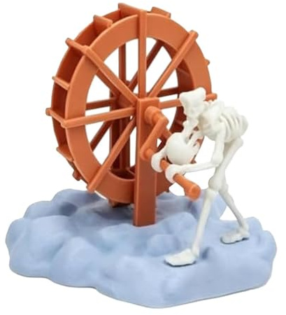 18x15x18cm Rotierendes Wasserrad Skelett Aquarium Ornament, Dynamische Unterwasser Figur Deko Luftpumpen Betrieben, Künstliche Landschaft Für Fische Wasserschildkröten Bartagamen Reptilien Lebensraum