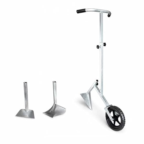 Motozappa manuale a ruota / Aratro a spinta | Zappa da giardino a ruota singola con lame dissodatrici per aiuole, prati e aree di coltivazione(E)