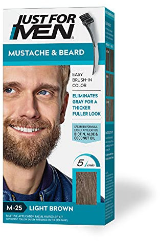 Just for Men Barba E Baffi Colore Permanente con Pennello Senza AMMONIACA Castano Chiaro M 25 2X 14 ML