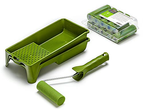 Lackier Set 10 x Lackierwalze superfein 11cm gerade + 2 Farbwannen + 1 Bügel Lackset Maler Set
